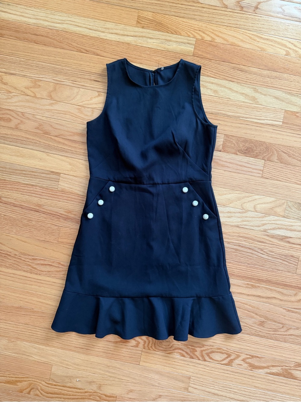 Ann Taylor Navy Sleeveless Mini Dress with Pearl Buttons